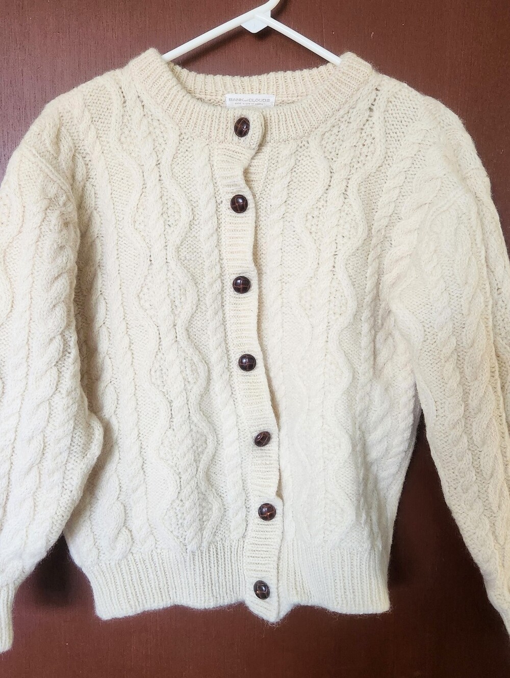 Cream Wool Cable Knit Cardigan